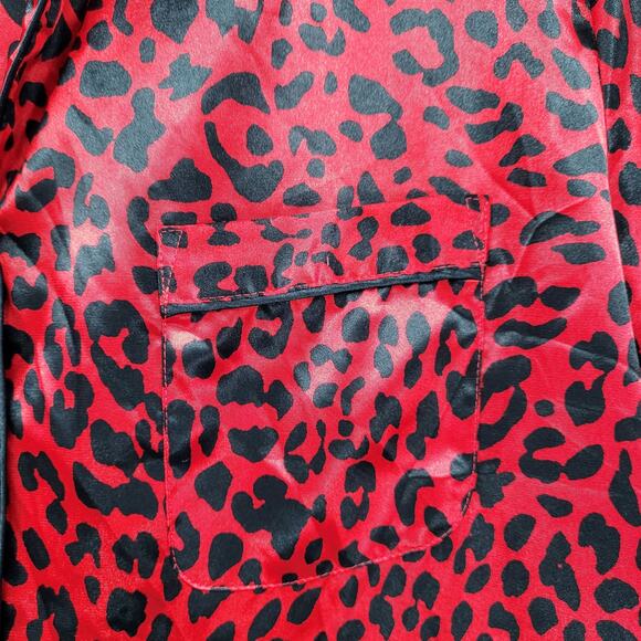 Morgan Taylor Intimates Red Animal Print Satin Oversized Lounge Shirt Women’s XL - Picture 4 of 7